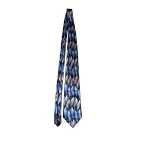 Don Loper Beverly Hills Abstract Silk USA Blue Gray Geometric Designer Necktie